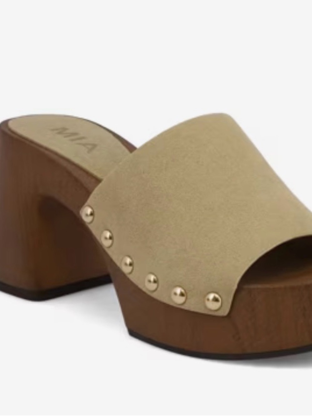 MIA Beige Suede Studded Platform Mule